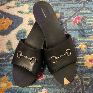 Gucci Silver Horse Bit Clog Slide Sandals